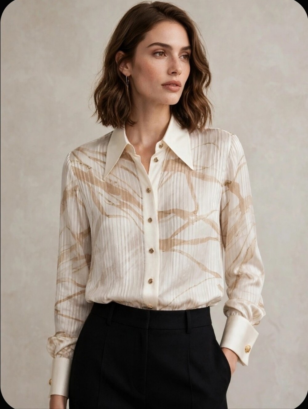 Vintage ESCADA Marble Print Silk Blouse